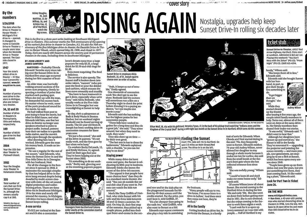 Sunset Auto Theatre - Kalamazoo Gazette 2008-06-12